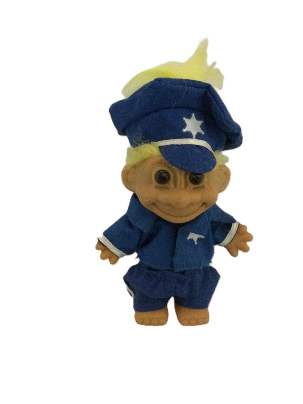 Vintage Russ Troll Doll Police Officer 5" 1990s Retro Toy Collectible